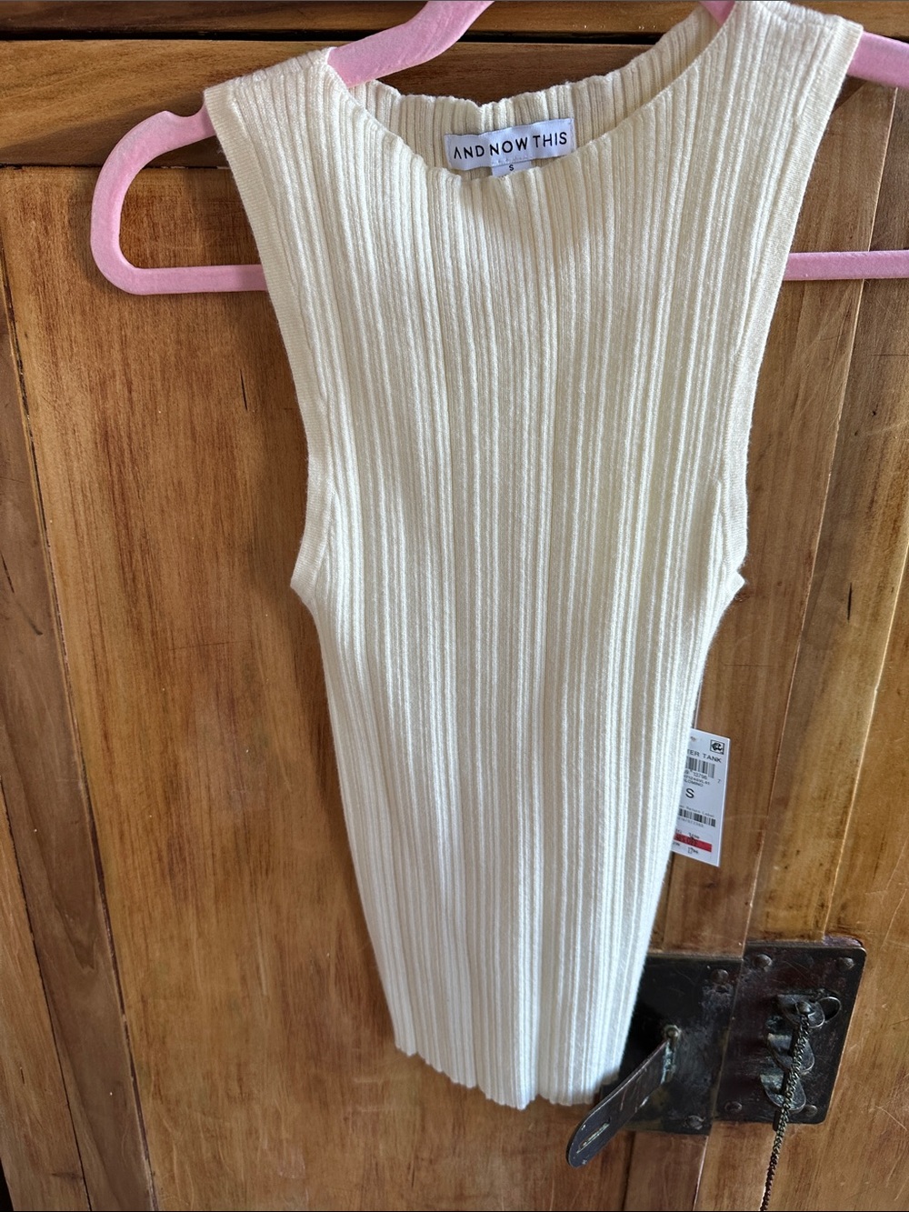 Cream Ribbed Sleeveless Tank
